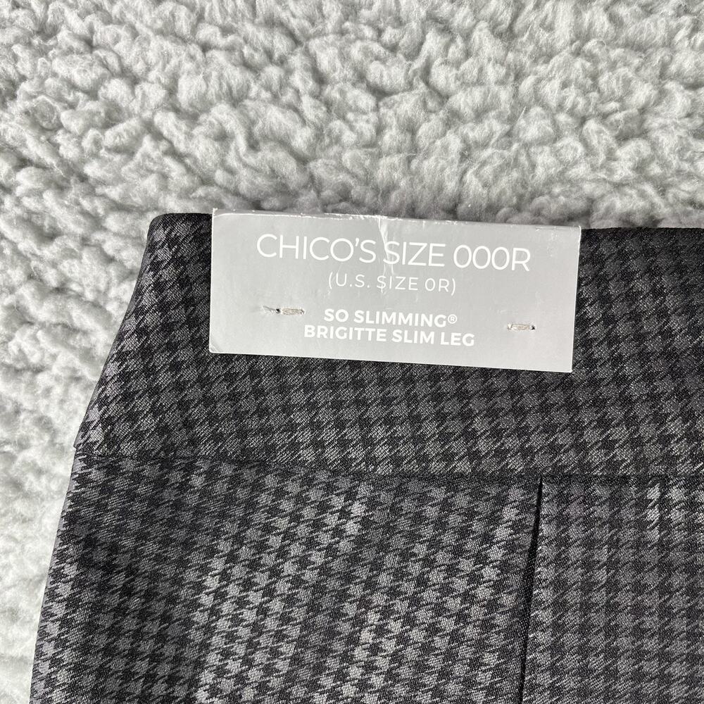 NWT Chicos Size 0R So Slimming Brigitte Houndstooth Slim Leg Ankle Pants Black - Picture 6 of 10